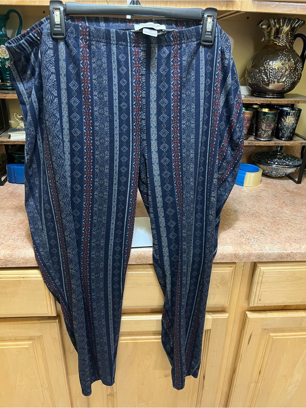 Women’s Navy Patterned Hobo Style Casual Pants